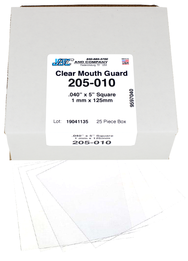 205-010: .040 x 5" Clear Soft EVA Mouth Guard Material