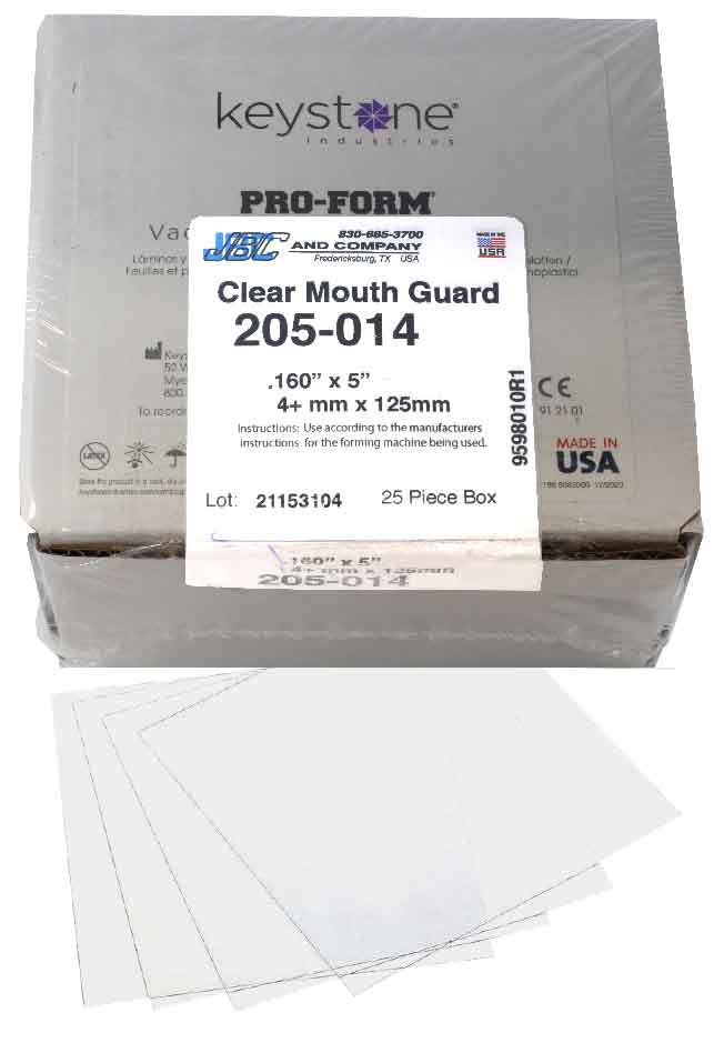 205-014: .160 x 5' Clear Soft EVA Mouth Guard Material - Square